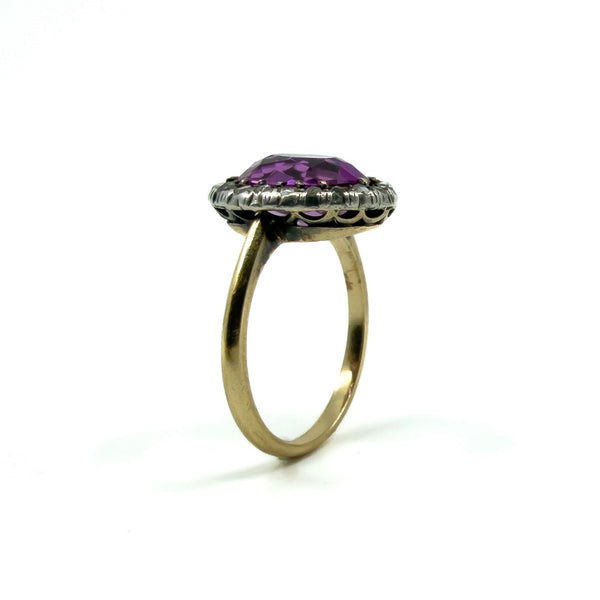 Antique / Art Deco 14ct Gold Pink Sapphire & Rose Cut Diamond Ring 585 Size O