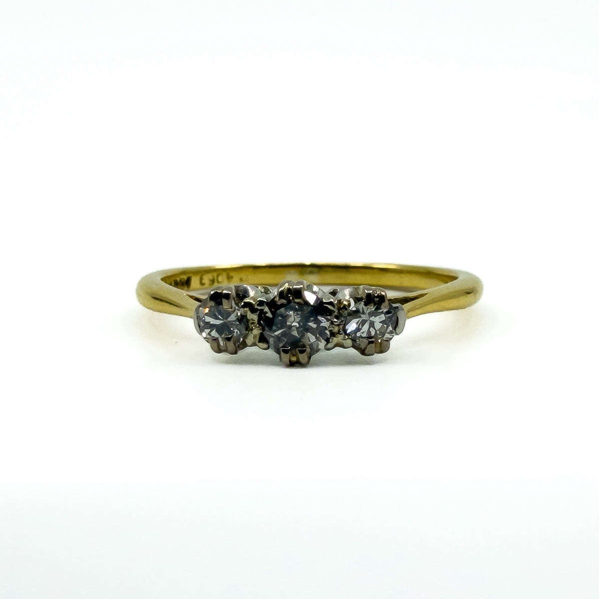 Vintage 18ct Gold 0.30ct Diamond Trilogy Ring 750 Size Q