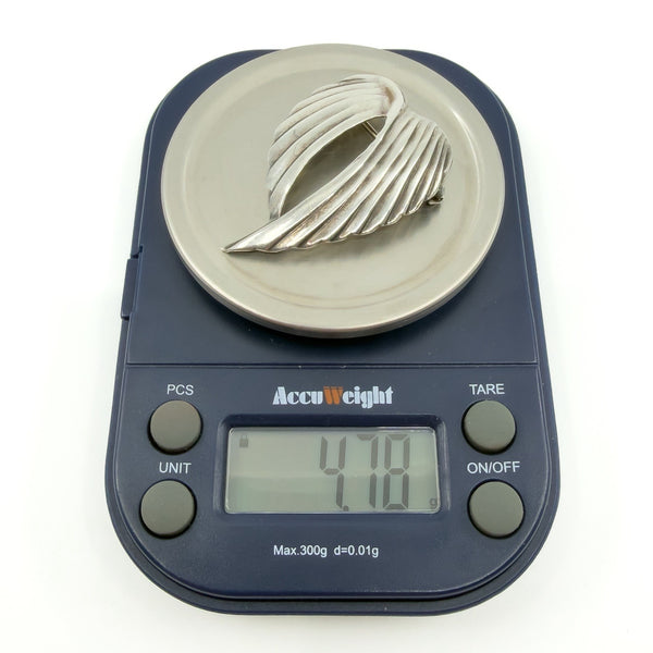 Large Sterling Silver Vintage Double Angel Wings Brooch 925