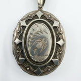 Large Antique Victorian Sterling Silver Reversible Locket & 18.5" Book Chain 925