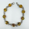 Sterling Silver Floral Resin Dried Flowers Links Bracelet 925