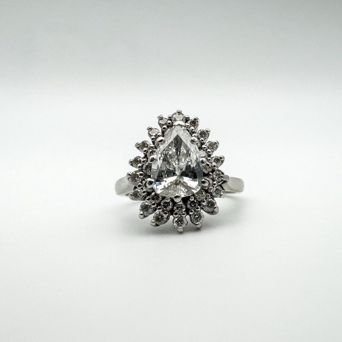 Platinum 1.95ct Diamond Pear Engagement Ring Size K - L