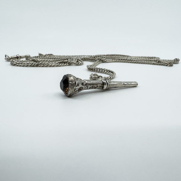 Vintage Sterling Silver 72” Guard / Muff Chain Dog Clip & Charm 925 58g