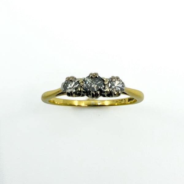 Vintage 18ct Gold 0.30ct Diamond Trilogy Ring 750 Size Q
