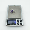 Large Sterling Silver 10ct Purple Chalcedony & Diamond Ring 925 Size N 