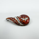 Vintage Siam Red Enamel Brooch in Sterling Silver 925 Goddess of Lightening 