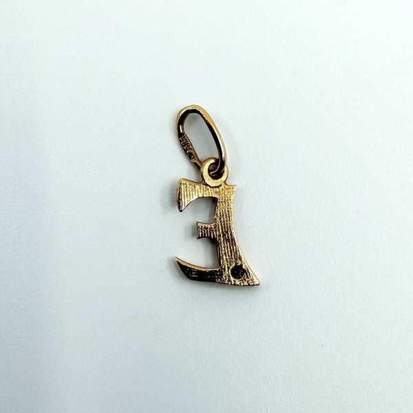 Tiny 14ct Gold Initial E CZ Pendant / Charm 585