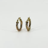 Vintage 9ct Gold Tri Coloured Twisted Hoop Earrings 375
