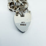 Chunky Vintage 1972 Sterling Silver Curb Links Bracelet & Heart Padlock 925