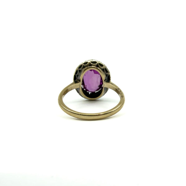 Antique / Art Deco 14ct Gold Pink Sapphire & Rose Cut Diamond Ring 585 Size O