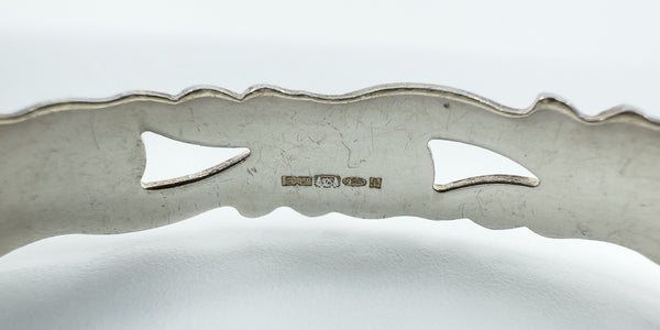 Vintage Sterling Silver Floral Engraved Oval Bangle / Bracelet 925