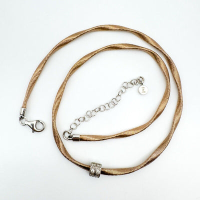 Twisted Rose Gold Plated CZ Necklace in Sterling Silver 925 11g