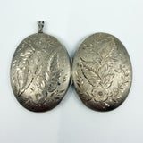 Large Vintage Sterling Silver Oval Floral Engraved Locket 925 (Birm 1973)