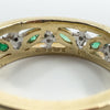 Chunky Vintage 9ct Gold Diamond & Emerald Full Eternity Band Ring 375 Size Q - R
