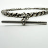 Antique Sterling Silver Chunky Fancy Link 15.8” Albert Chain & T-Bar 925