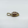 Vintage 9ct Gold Puffy Ruby & Diamond Heart Pendant 375
