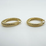 Large Vintage Chunky Twisted 9ct Gold Hoop Earrings 1991 