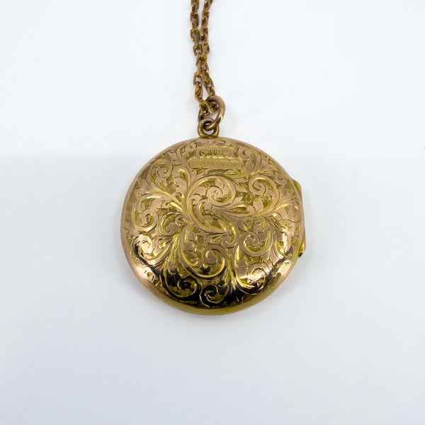 Large Antique 9ct Rose Gold Photo Locket & 19" Chain 375 (Birm 1886)