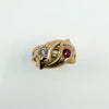 Antique 9ct Rose Gold Double Snake Diamond & Garnet Ring Size U (Chester 1909)