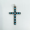 Vintage Sterling Silver Turquoise Christian Cross Pendant & 18” Chain 925
