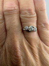 Vintage 18ct Gold & Platinum 0.45ct Diamond Trilogy Ring 750 Size K