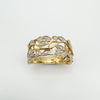 Vermeil Diamond Floral Band Leaf Ring in Sterling Silver 925 Size R - S Eternity