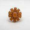 Huge Rose Gold on Silver Peach Moonstones Cluster Ring Size N  