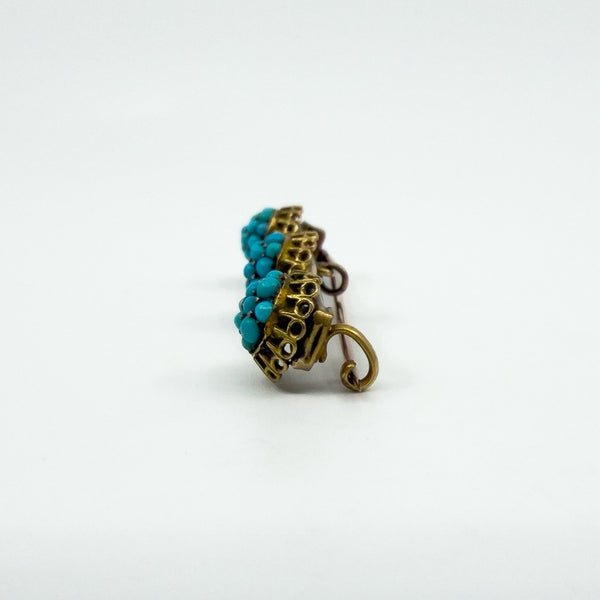 Antique Victorian 9ct Gold Pave Turquoise Bar Brooch / Pendant 375