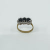 Vintage 9ct Gold 1.14ct Diamond & Sapphire Trilogy Ring Size K - L (London 1989)