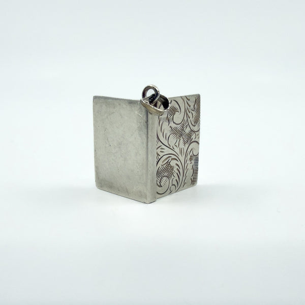 Vintage Sterling Silver Engraved Secret Locket Photo Book 925