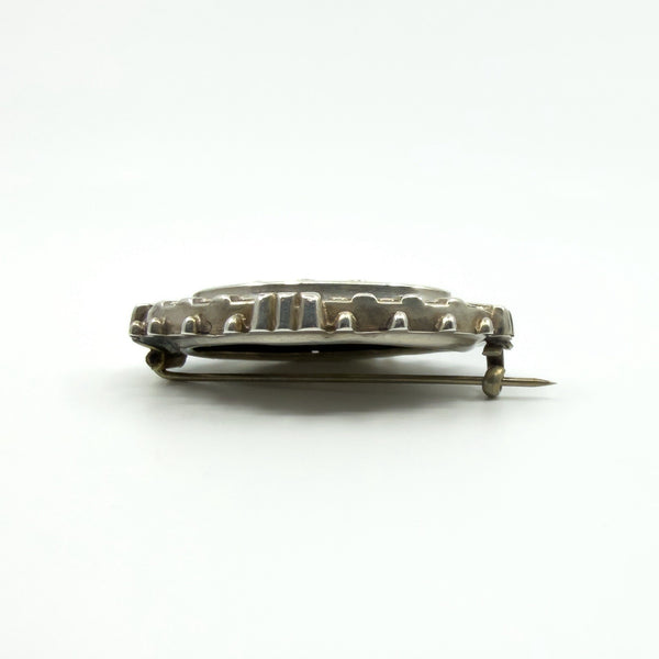 Antique Victorian Sterling Silver Aesthetic Roses Engraved Brooch 925