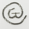 Antique 1899 Sterling Silver Fancy Figaro Link 16” Albert Chain & T-Bar 925