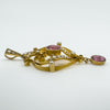 Rare Antique 15ct  Gold Pearl & Pink Tourmaline Lavalier Pendant Art Nouveau