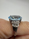 Chunky Sterling Silver 8ct Blue Topaz Ring 925 Size N 
