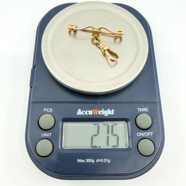 Antique 9ct Rose Gold Brooch & Dog Clip Connector Extender / Pendant / Charm 375