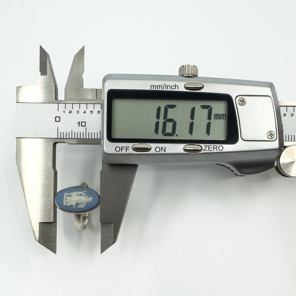 Vintage Sterling Silver Wedgewood Blue Jasper Ware Cameo Ring 925 Size J - K