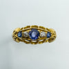 Antique 18ct Gold Diamond & Sapphire Boat Ring 750 Size M - N
