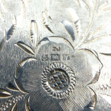 Large Vintage Sterling Silver Oval Floral Engraved Locket 925 (Birm 1973)