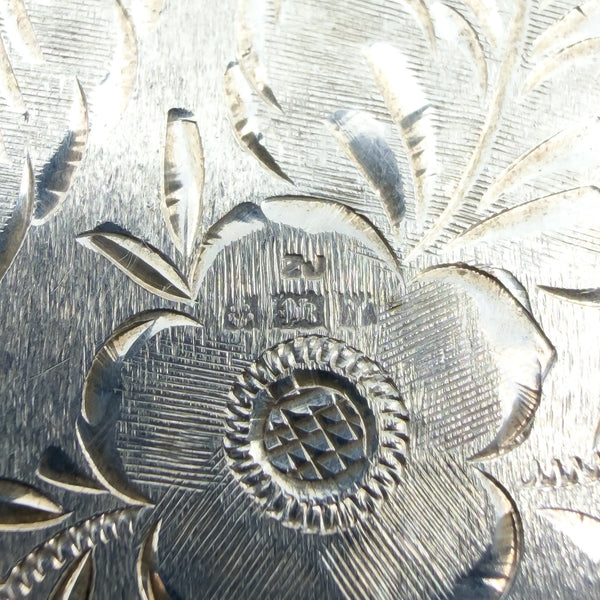 Large Vintage Sterling Silver Oval Floral Engraved Locket 925 (Birm 1973)