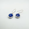 Chunky Lapis Lazuli Oval Drop Earrings on Shepherd Hooks in Sterling Silver 925