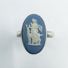 Vintage Sterling Silver Wedgewood Blue Jasper Ware Cameo Ring 925 Size J - K