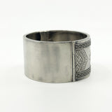 Wide Antique 1885 Victorian Sterling Silver & Gold Engraved Floral Bangle 925
