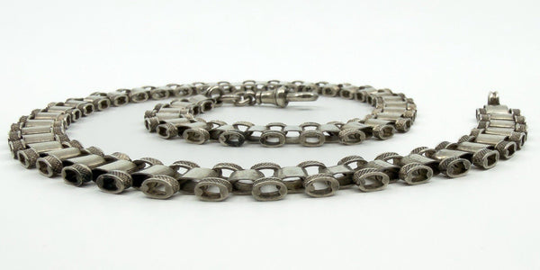 Antique Victorian Sterling Silver Reversible 18.5" Book Chain 925