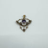 Vintage 9ct Gold 1ct Purple Amethyst & Pearl Lavalier Pendant Art Nouveau 375