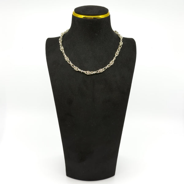 Vintage Sterling Silver 16” Byzantine Fancy Link Chain & T-Bar Toggle 925