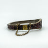 Antique Silver Gilt Bohemian Rose & Flat Cut Garnet Hinged Bangle / Bracelet