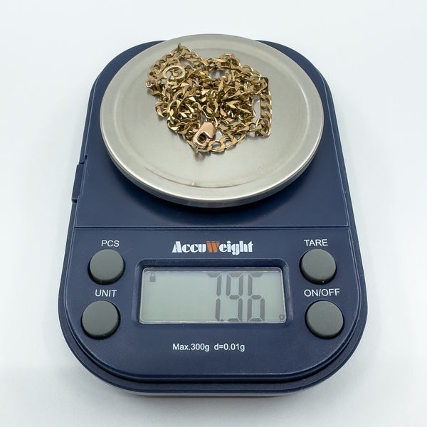 Vintage 9ct Rose Gold 21.5” Flat Curb Chain / Necklace 375 Unisex