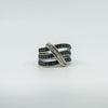 Sterling Silver Blue & White Diamond Eternity Band Ring Size L