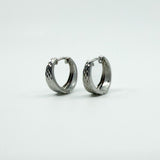 9ct White Gold Small Diamond Cut Huggie Hoop Earrings 375