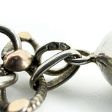 Antique Victorian Sterling Silver & Rose Gold Book Chain & Charm Bracelet 925